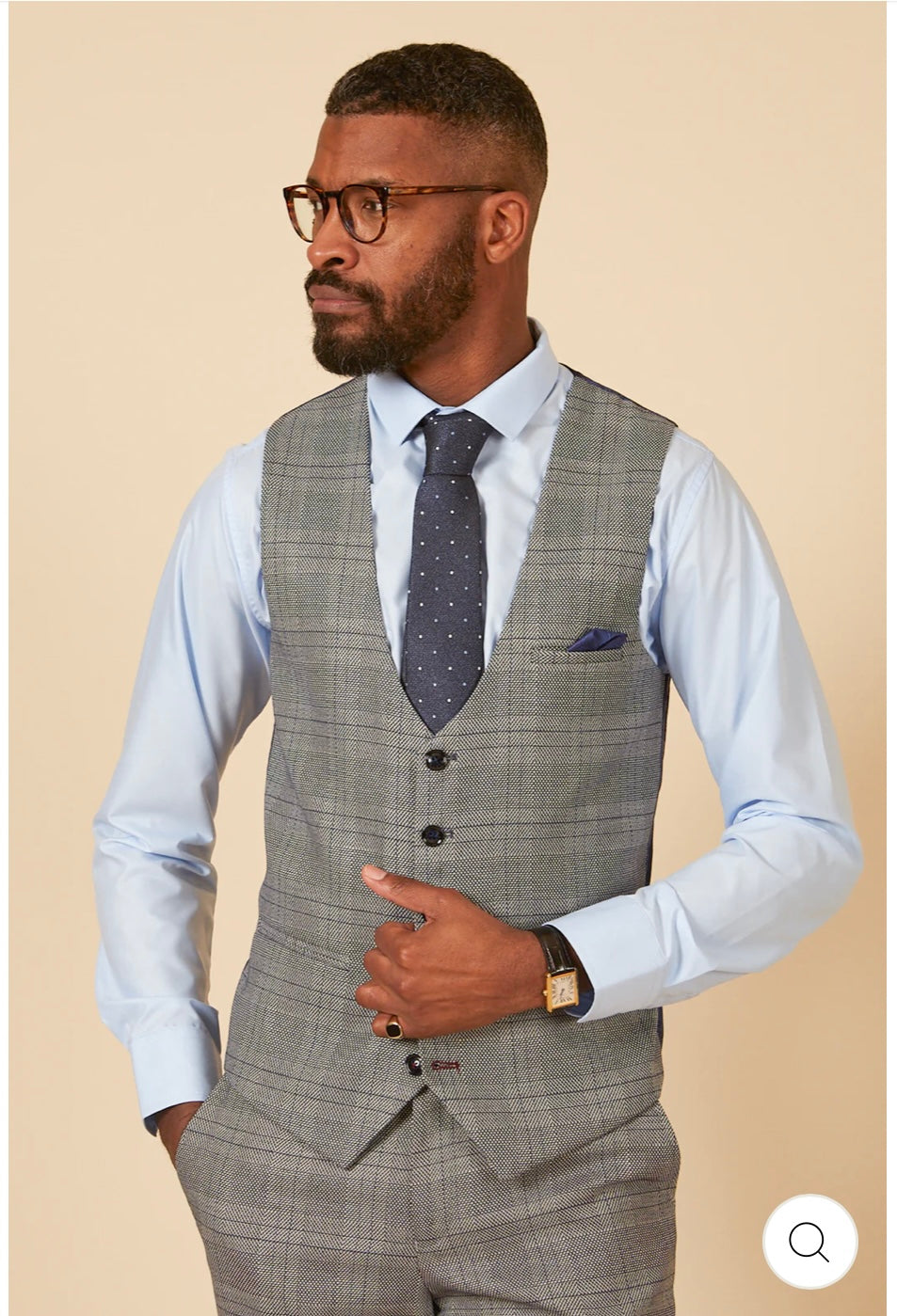 Grey waistcoat with sales blue check