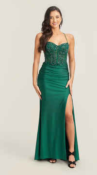 Jora Collections Fitted Prom Dress In Green