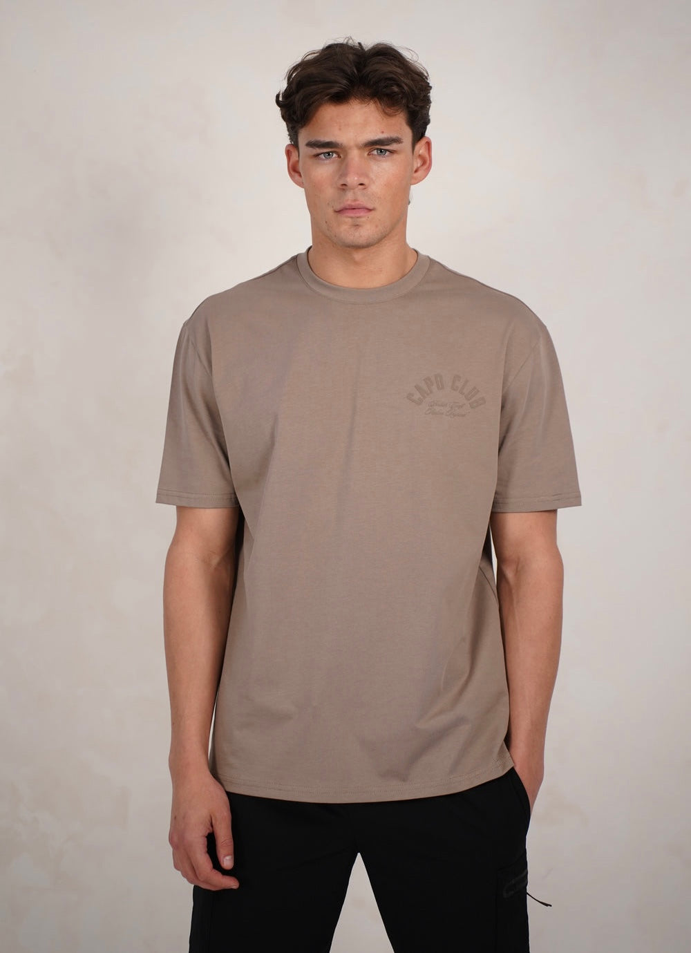 Capo Club Script T-Shirt In Tonal Mushroom