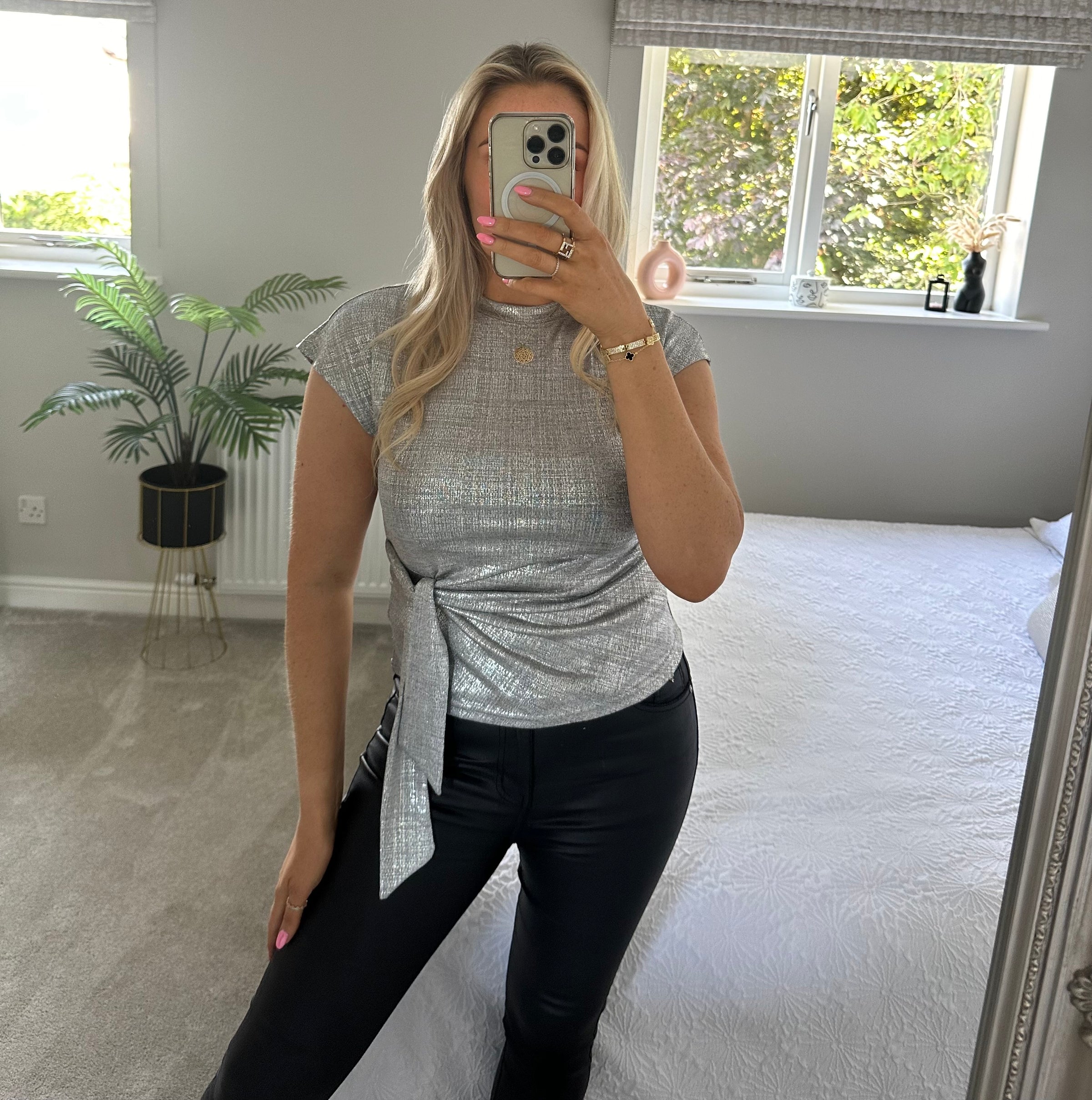 Gracie Glitter Top In Silver