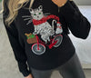 Cat Christmas Jumper In Black