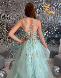 Jora Collections Full Skirted Prom Dress In Mint Green