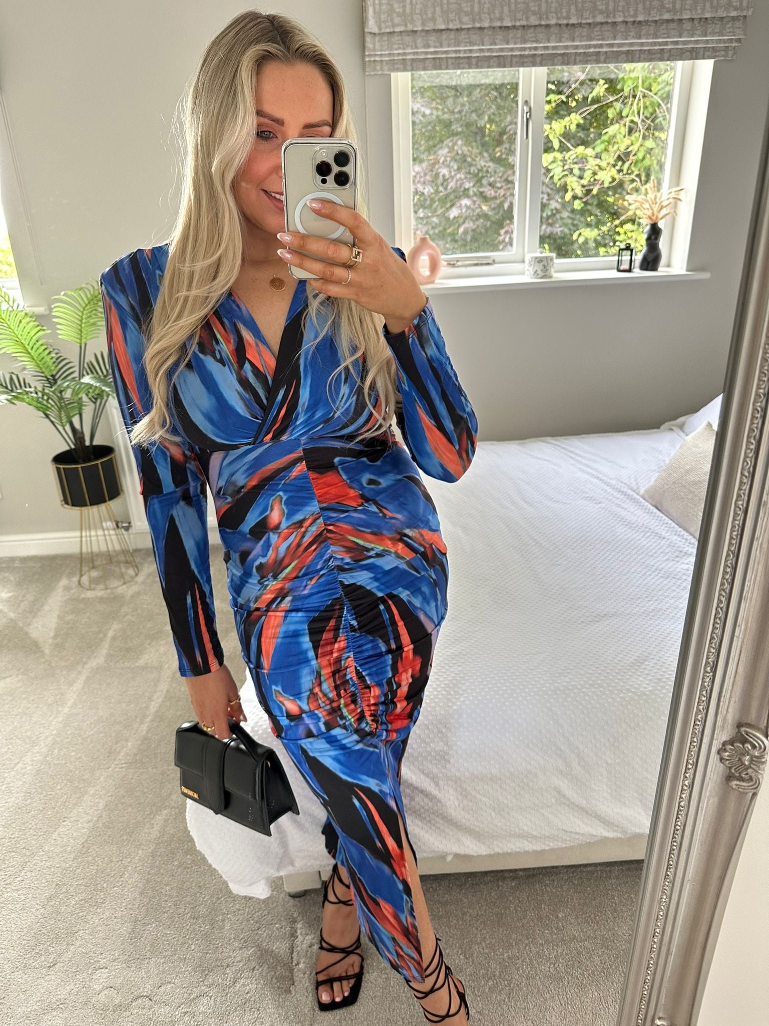 Tory Long Sleeve Midi Dress In Multi