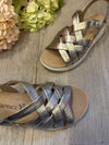 Caprice Woven Strap Leather Sandals In Silver