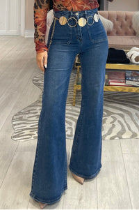 Lara Wide Leg Jeans In Mid Blue Wash