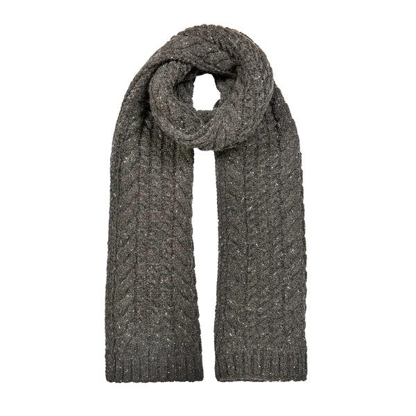 Dents Cable Knit Scarf In Charcoal