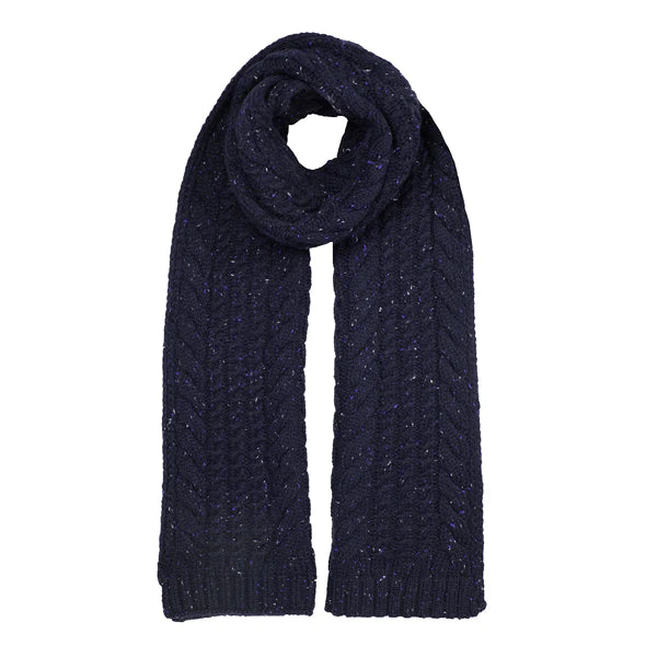 Dents Cable Knit Scarf In Navy