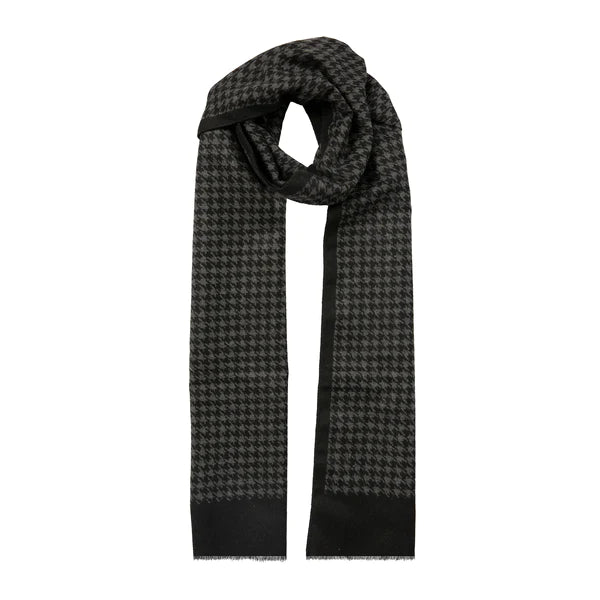 Dents Reversible Dogtooth Scarf In Charcoal/Black