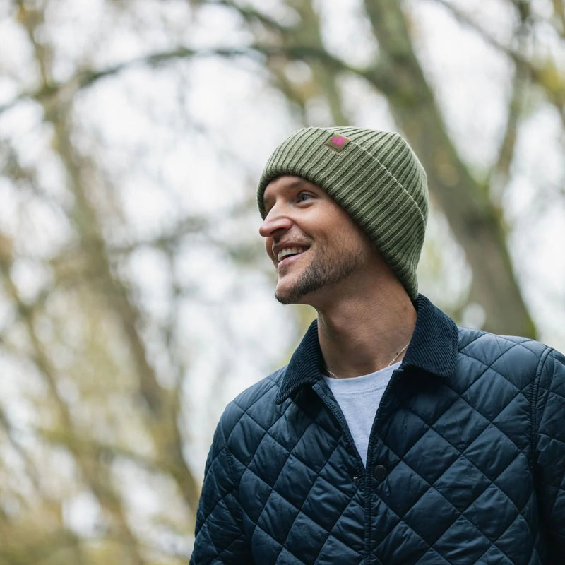 Organic Cotton Beanie In Olive