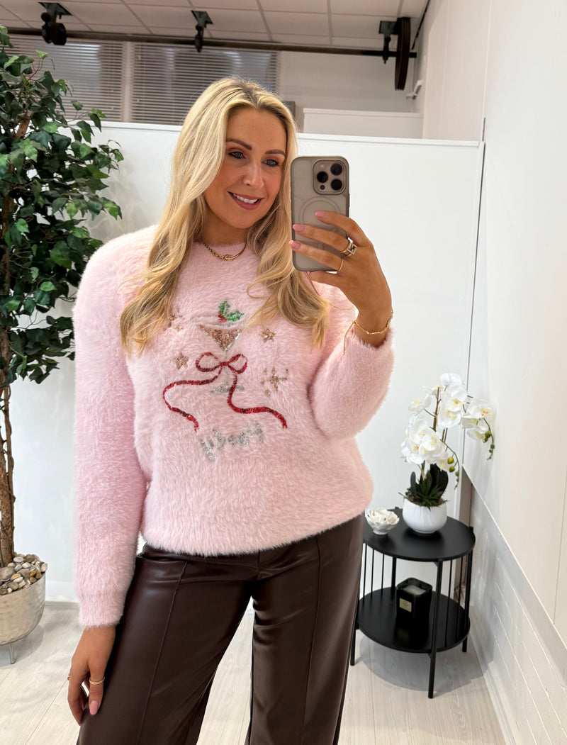 Party Christmas Jumper In Pink