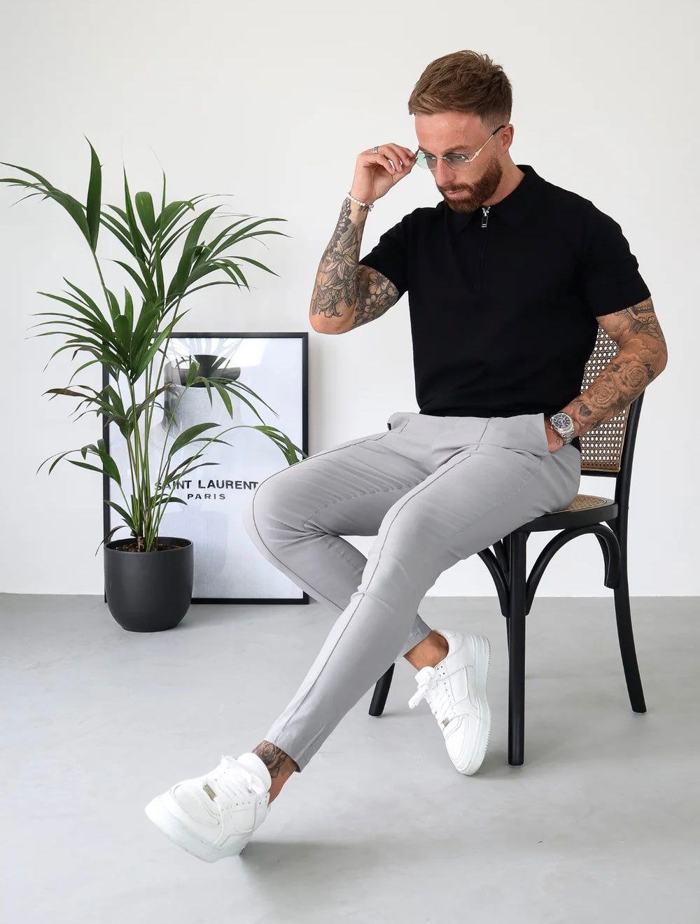 Capo Egyptian Cotton SS Zip Polo Shirt In Black