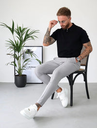 Capo Egyptian Cotton SS Zip Polo Shirt In Black