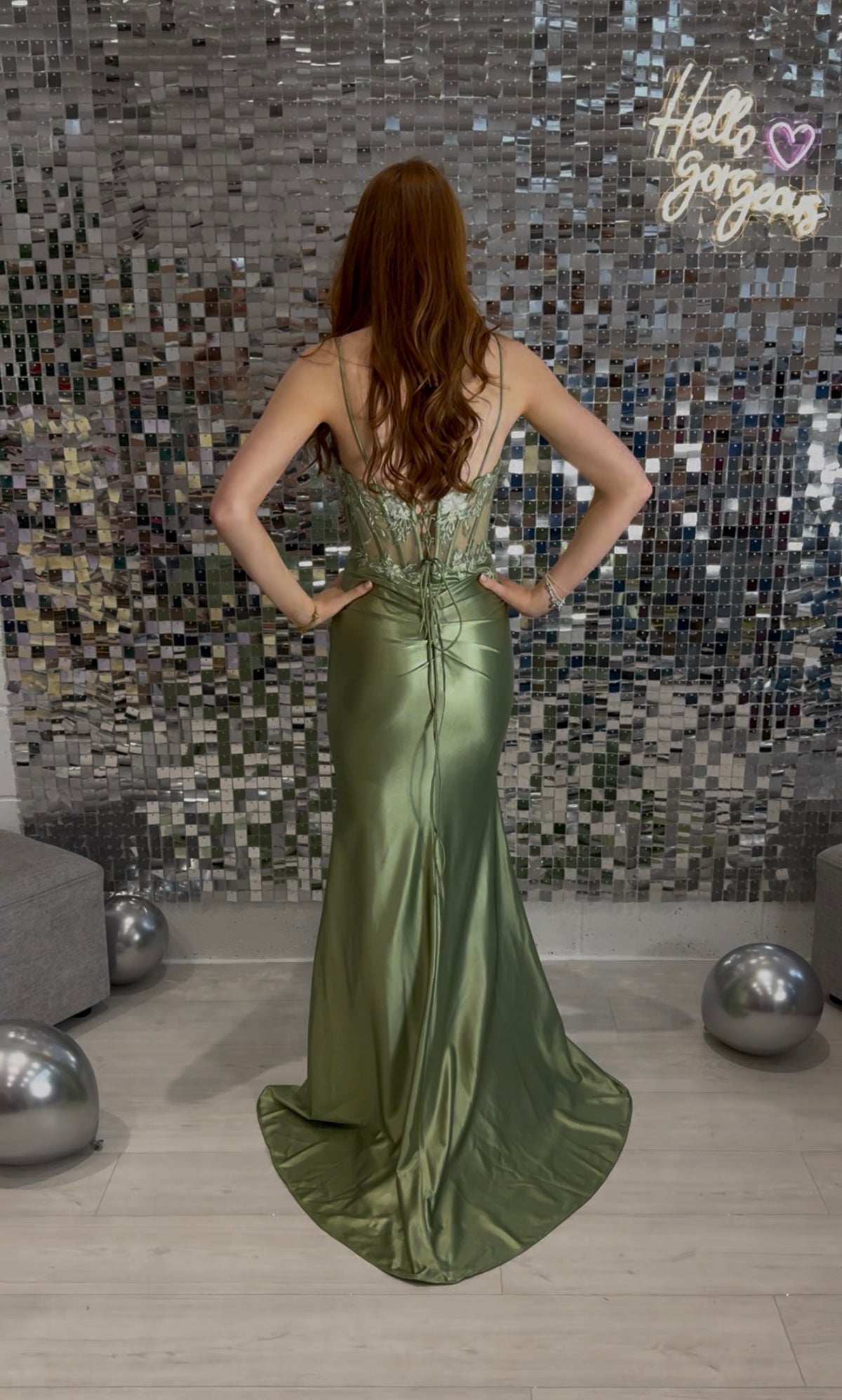 Jora Collections Fitted Prom Dress In Sage