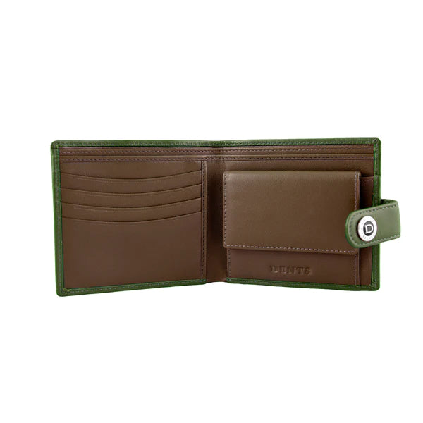 Dents Nappa Leather Bifold Wallet In Olive/English Tan