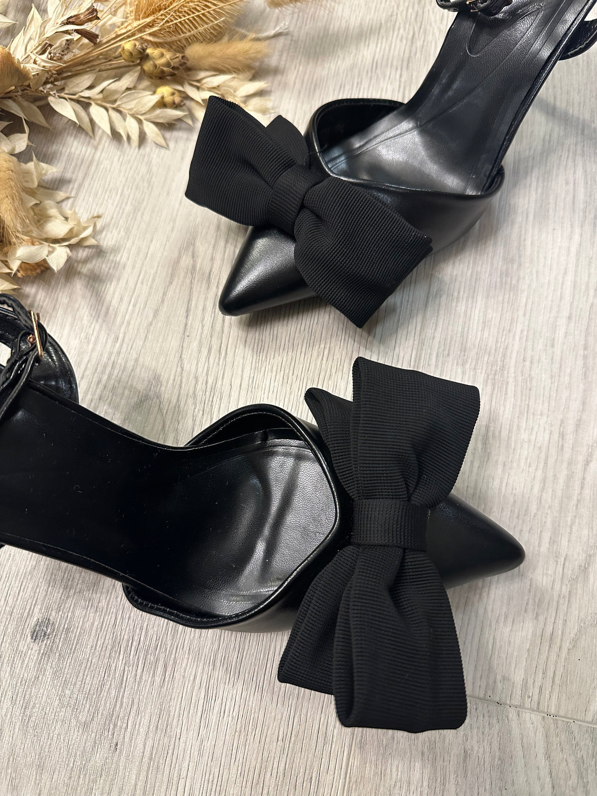 Black Bow Pointed Heels