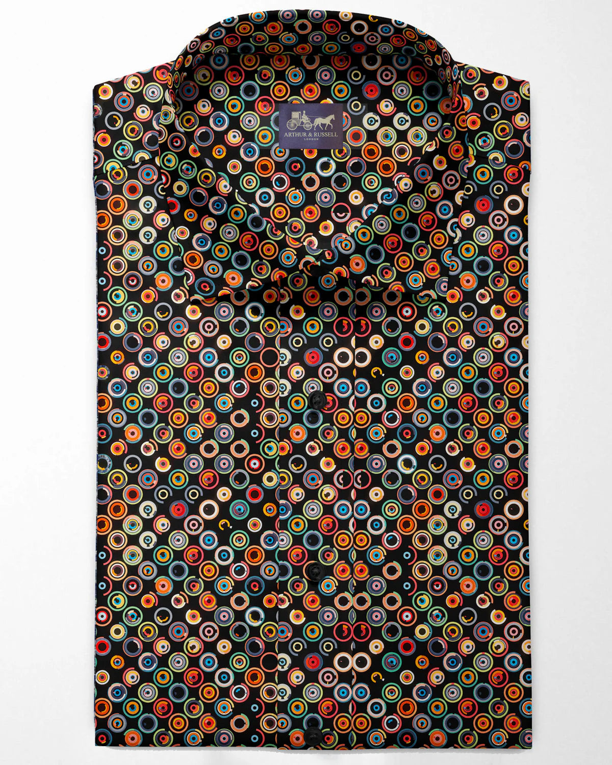 Arthur Russell Spot Shirt In Black/Multi