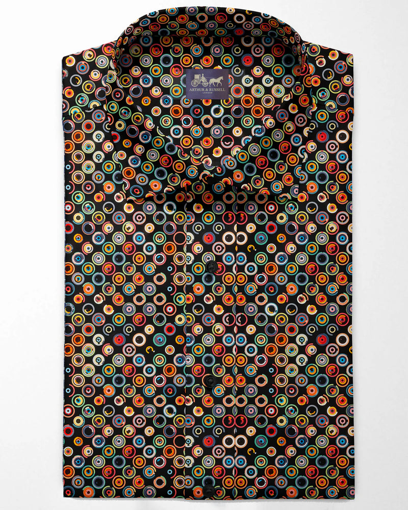 Arthur Russell Spot Shirt In Black/Multi