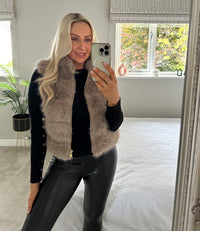 Fee Faux Fur Gilet In Taupe