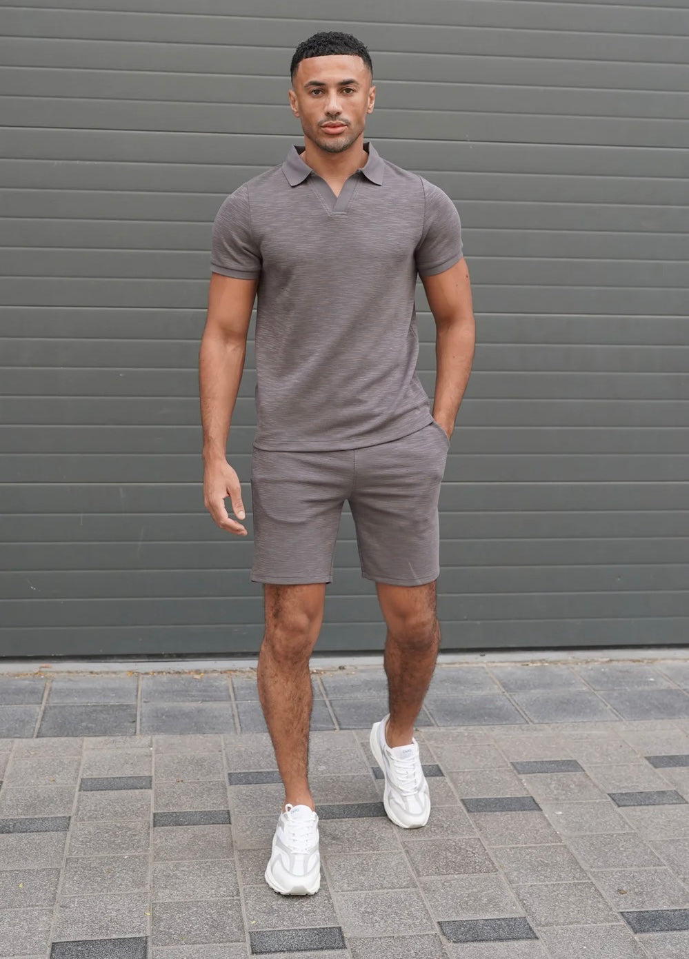 Capo Jersey Slub Shorts In Charcoal