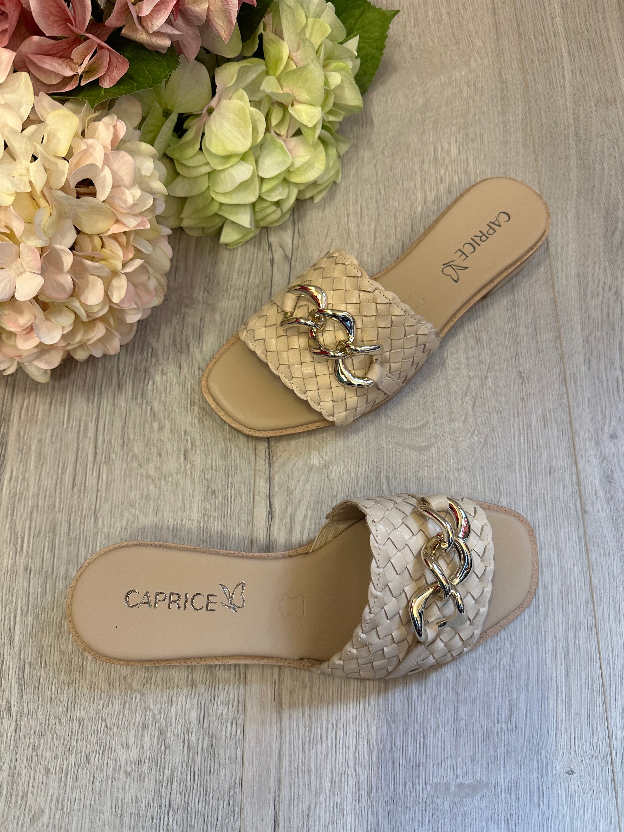 Caprice Slip On Sandals In Off White