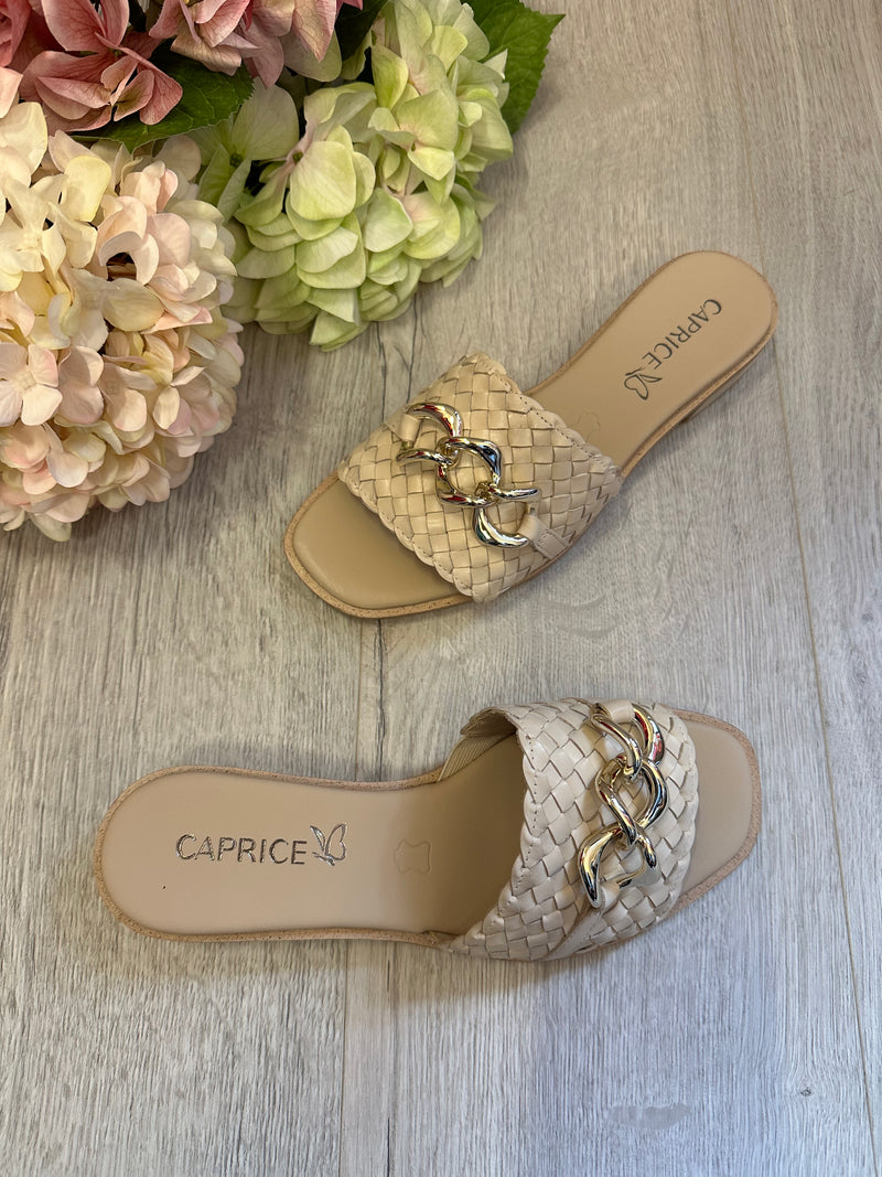 Caprice Slip On Sandals In Off White