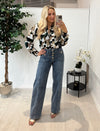 Gold Button Jeans In Mid Blue