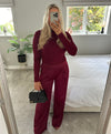 Brooke Satin Trousers In Burgundy