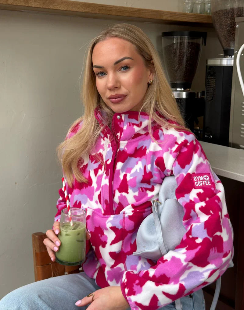 Gym Plus Coffee Snap Polar Fleece In Pink Pop