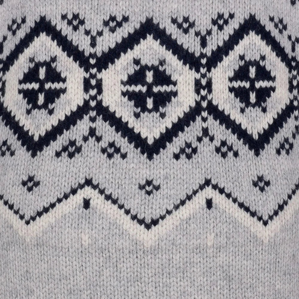 Nordic Pattern 1/4 Zip Sweater In Silver