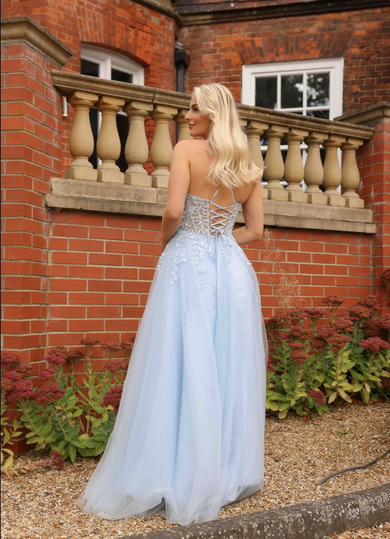 Hermione Full skirted Beaded Bodice Prom Dress In Baby Blue – elanclitheroe