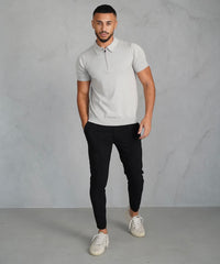 Capo Egyptian Cotton SS Zip Polo Shirt In Stone