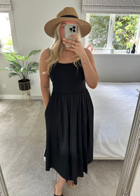 Olivia Drop Waist Dress In Black