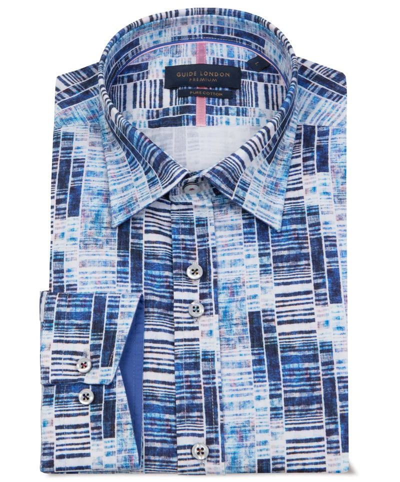 Guide London Geometric Print Shirt In Navy