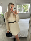 Jade Knitted Jumper Dress In Cream