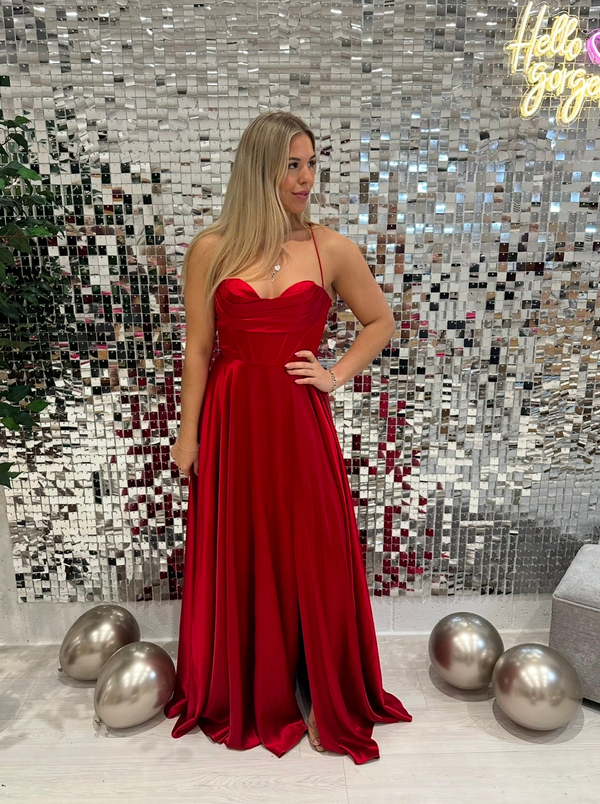 Hermione Full Skirted Corset Prom Dress In Red