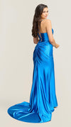 Jora Collections Fitted Prom Dress In Sapphire Blue