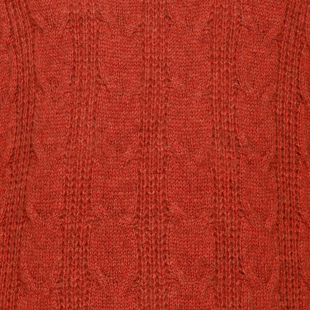 Cable Front 1/4 Zip Sweater In Ember