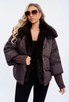 Paige Puffer Jacket In Chocolate Brown