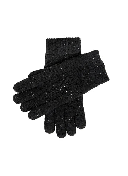 Dents Cable Knit Gloves In Black