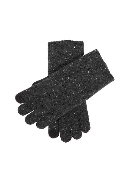 Dents Cable Knit Gloves In Charcoal