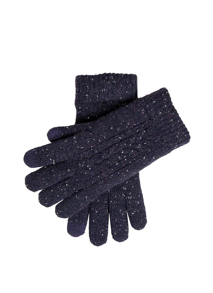 Dents Cable Knit Gloves In Navy