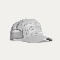 Christian Rose Iconic II Trucker Cap In Ice Grey