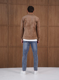 Capo Faux Suede Jacket In Brown