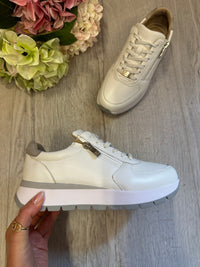 Caprice Leather Chunky Trainers In White