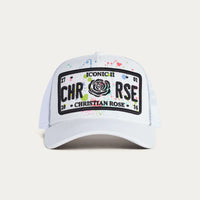 Christian Rose Iconic II Trucker Cap In White Paint Splat