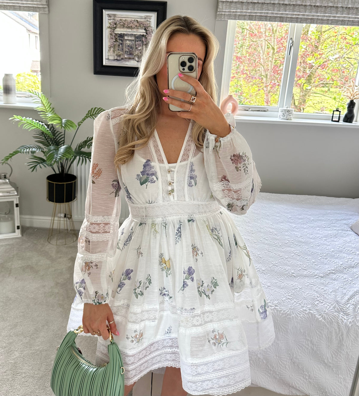 Freya Floral Dress In White