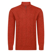 Cable Front 1/4 Zip Sweater In Ember