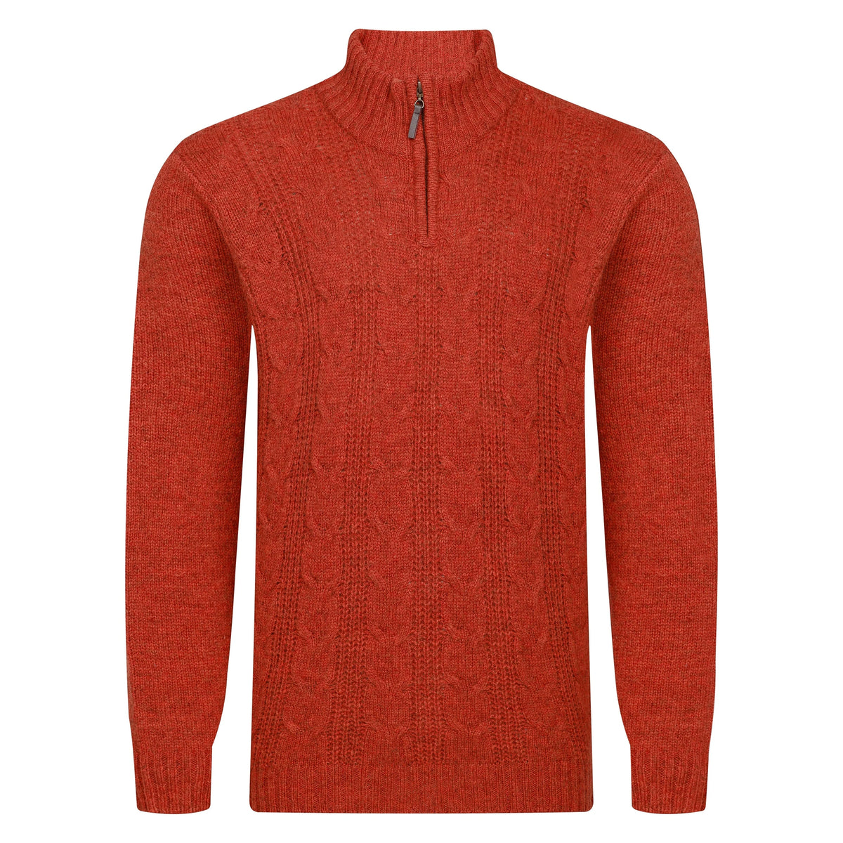 Cable Front 1/4 Zip Sweater In Ember