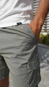 Capo Utility Cotton Cargo Shorts In Slate Grey