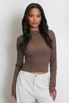 Talia Textured Top In Chocolate